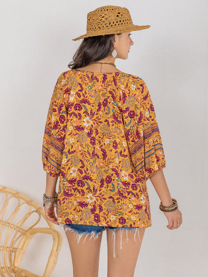 Printed Tie Neck Blouse [Spirit and Rebel]   