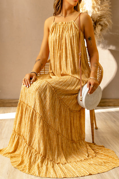 Boho Frill Trim Sleeveless Maxi Dress [Spirit and Rebel]   