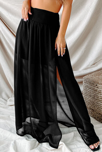 Slit High Waist Maxi Skirt [Spirit and Rebel] Black S 