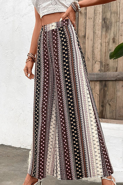 Boho Style Floral High Waist Wide Leg Pants [Spirit and Rebel]   