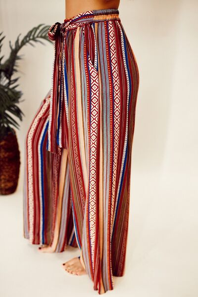 Printed Tied Wide Leg Boho Pants [Spirit and Rebel]   