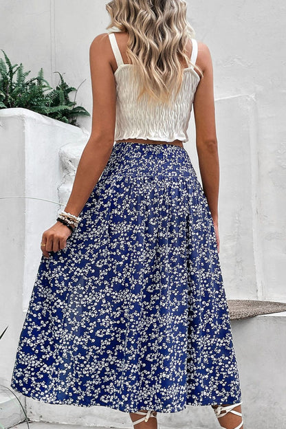 Ditsy Floral Slit High Waist Boho Skirt [Spirit and Rebel]   