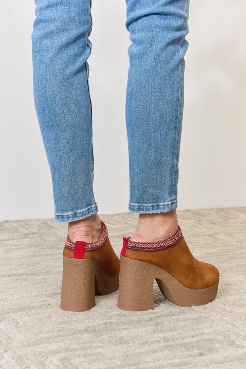 Boho Chic  Legend Footwear Platform Suede Clog Heel [Spirit and Rebel]   