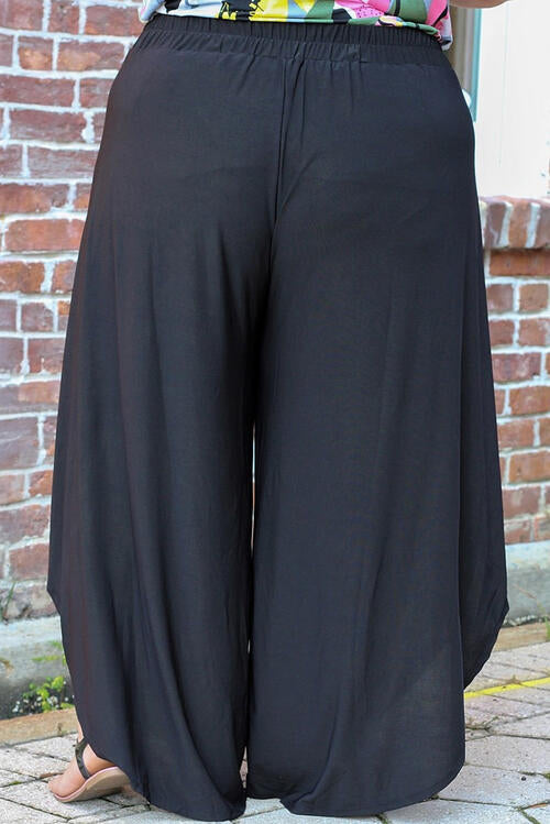 Boho Chic  Plus Size Tie Front Wide Leg Pants [Spirit and Rebel]   