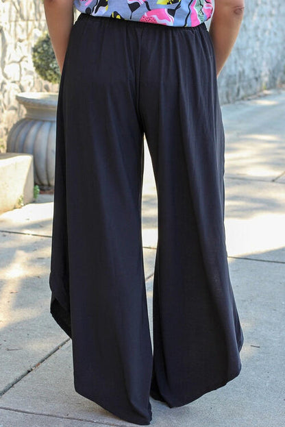 Boho Chic  Plus Size Tie Front Wide Leg Pants [Spirit and Rebel]   