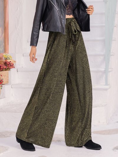 Ribbed Tied Wide Leg Boho Pants [Spirit and Rebel]   