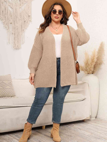 Plus Size Open Front Dropped Shoulder Knit Cardigan [Spirit and Rebel]   