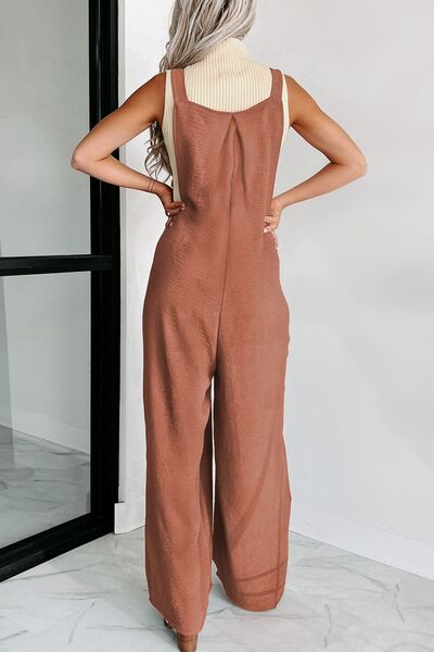 Waffle-knit Wide Leg Overall with Pockets [Spirit and Rebel]   