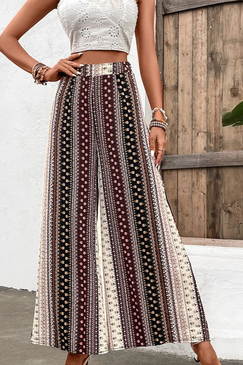 Boho Style Floral High Waist Wide Leg Pants [Spirit and Rebel]   