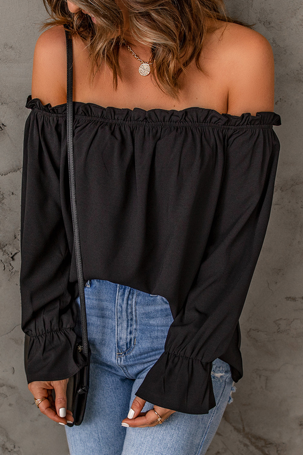 Off-Shoulder Flounce Sleeve Blouse [Spirit and Rebel]   