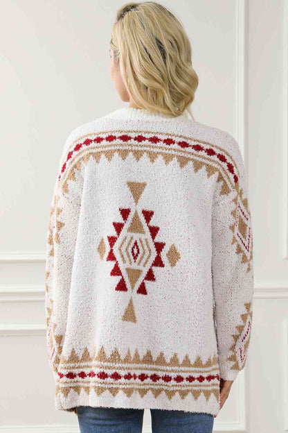 Geometric Open Front Long Sleeve Cardigan [Spirit and Rebel]   