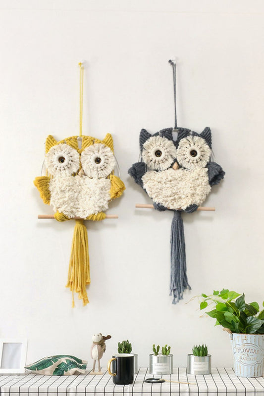 Hand-Woven Tassel Owl Macrame Boho Wall Hanging [Spirit and Rebel]   