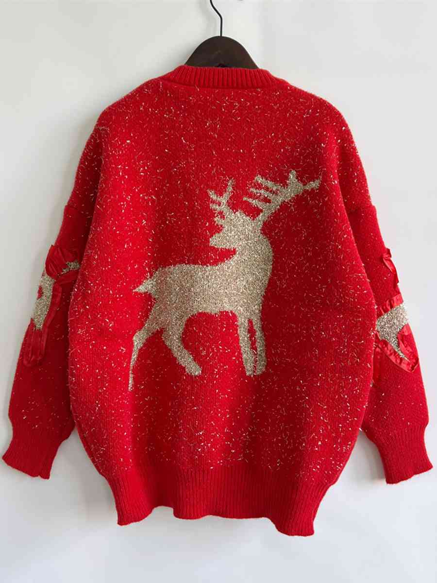 Reindeer Round Neck Long Sleeve Sweater [Spirit and Rebel]   