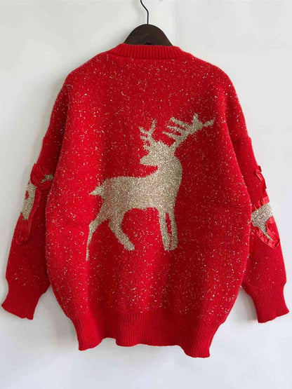 Reindeer Round Neck Long Sleeve Sweater [Spirit and Rebel]   