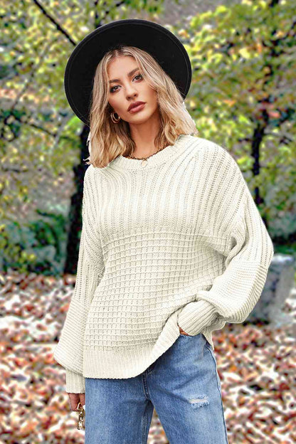 Round Neck Lantern Sleeve Sweater [Spirit and Rebel]   