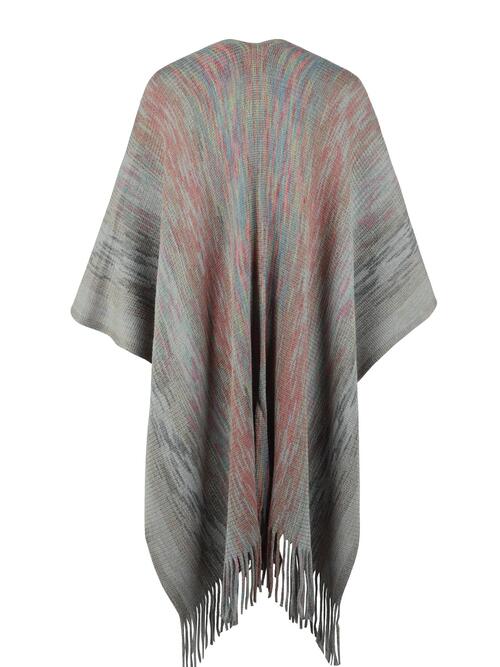 Boho Chic  Heathered Fringe Hem Poncho [Spirit and Rebel]   