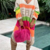 Color Block V-Neck Long Sleeve Boho Sweater Dress - Spirit and Rebel