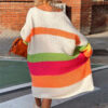 Color Block V-Neck Long Sleeve Boho Sweater Dress - Spirit and Rebel