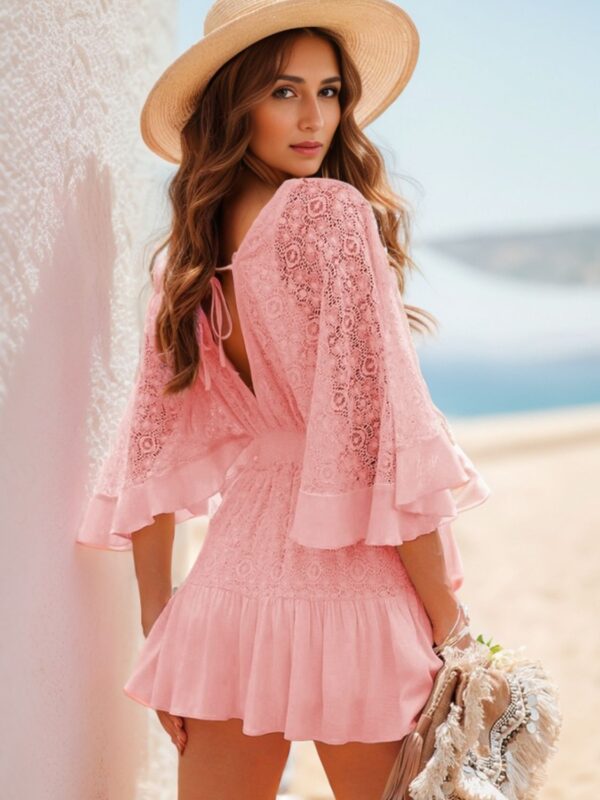 304b52b4-59a2-4a1d-8aeb-8473608dbf73-Max.jpg Spirit and Rebel Lace Cutout Half Sleeve Mini Boho Dress