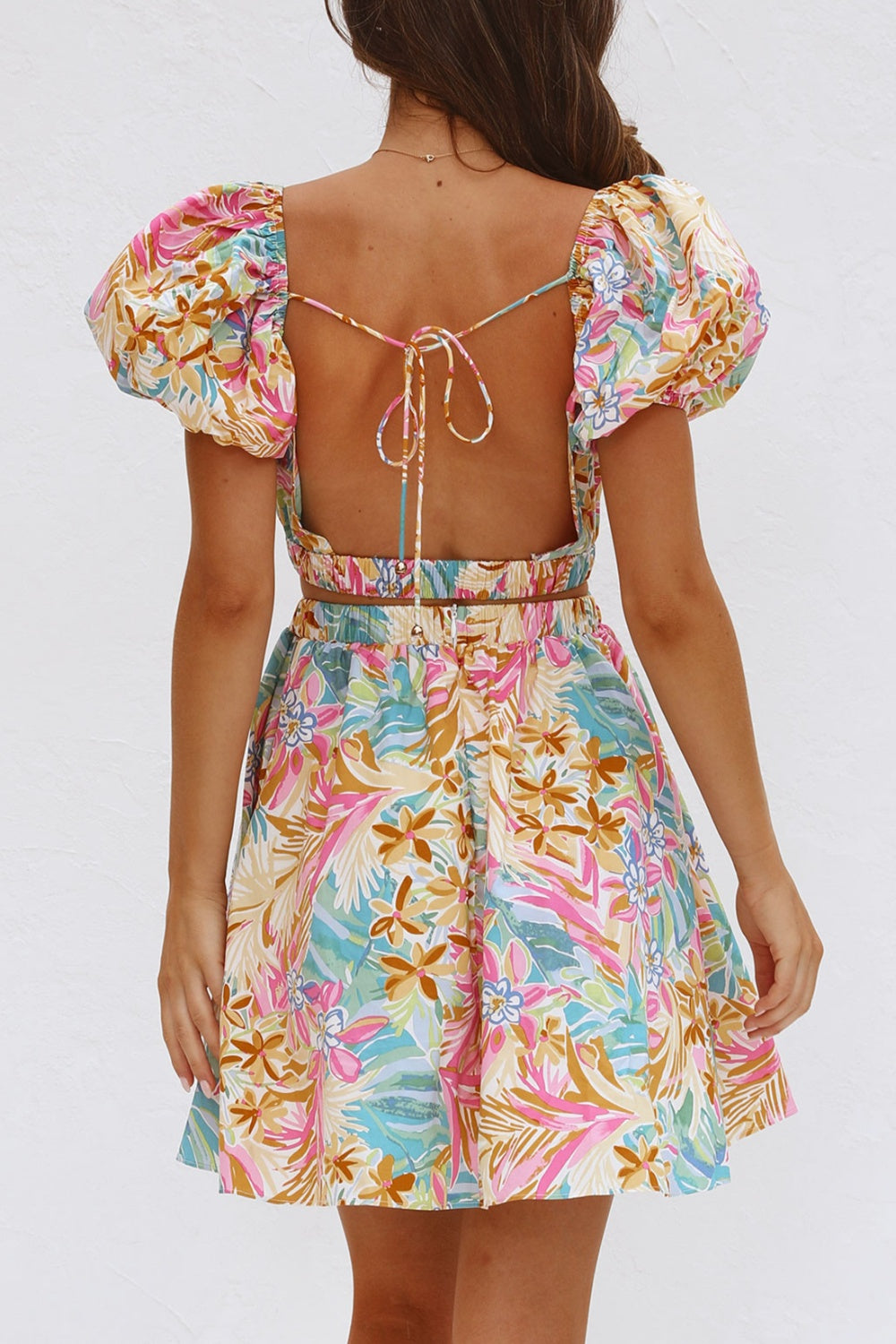 Backless Floral Short Sleeve Mini Boho Dress - Spirit and Rebel - Image 2