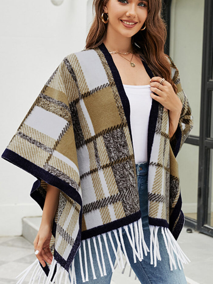 Cloak Sleeve Fringe Detail Poncho