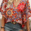 Printed V-Neck Half Sleeve Boho Blouse