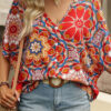 Printed V-Neck Half Sleeve Boho Blouse