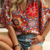 Printed V-Neck Half Sleeve Boho Blouse