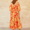 Printed Off-Shoulder Balloon Sleeve Dress