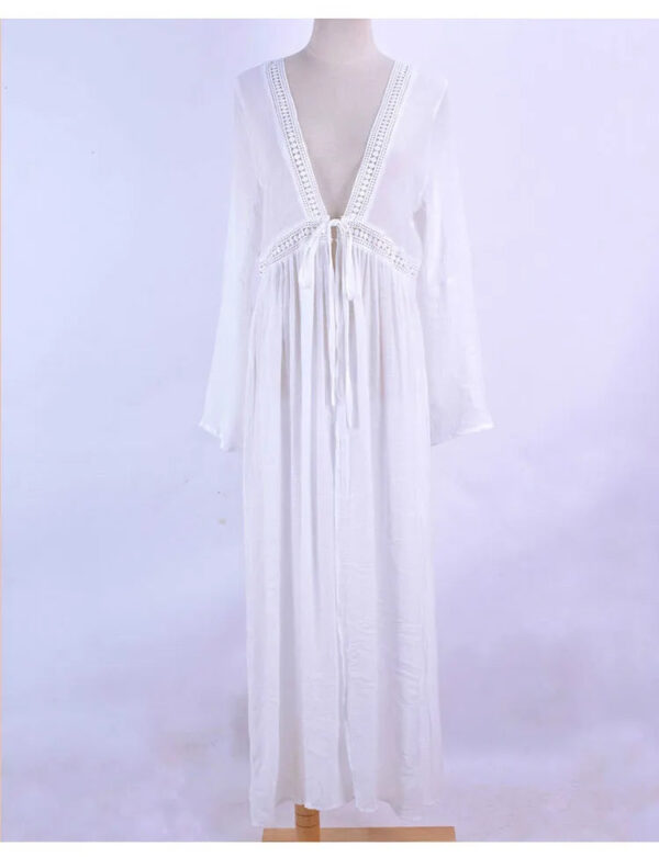 H184ebcf0e63b45459d6caec54fec440bx.jpg Sea Breeze Long White Beach Cardigan with Flared Sleeves