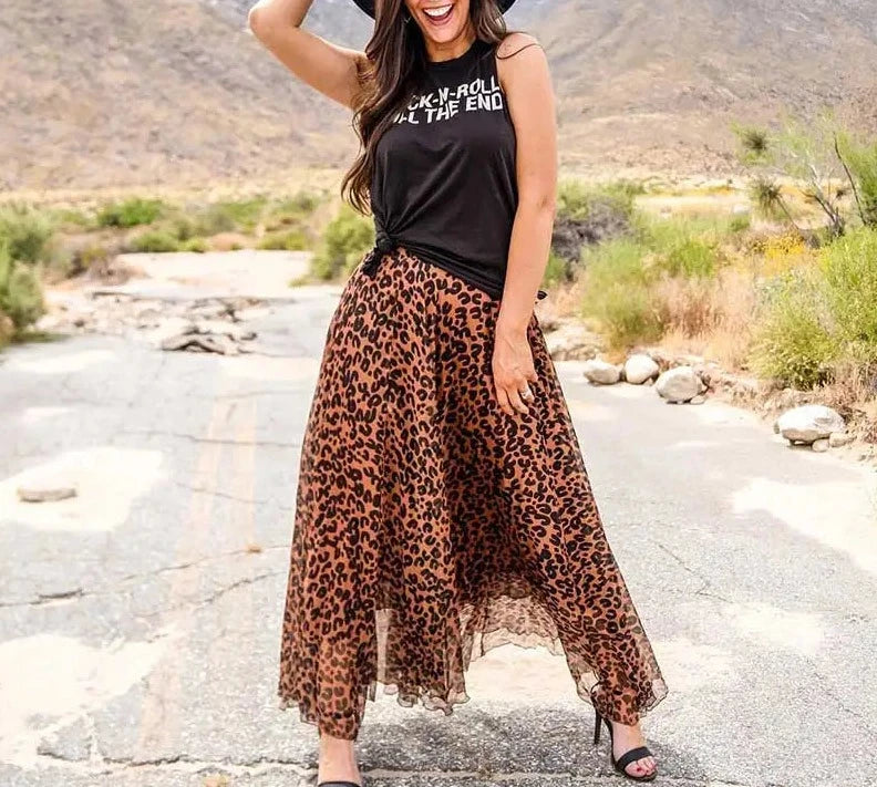Spirit and Rebel Boho Leopard Maxi Skirt - Image 8