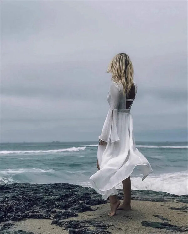 H3d108fe37c1f48b5be202a689730200a9.jpg Sea Breeze Long White Beach Cardigan with Flared Sleeves