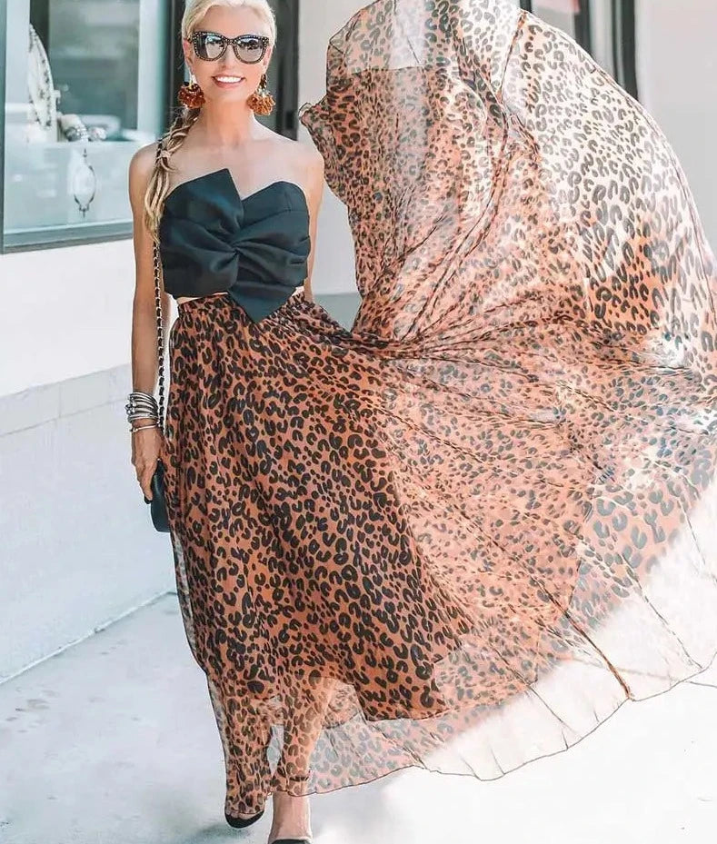 Spirit and Rebel Boho Leopard Maxi Skirt - Image 13