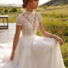 H4ec9f40130954af695a9b184a5b50bdbG.jpg Whispering Lace High Neck Boho Wedding Dress