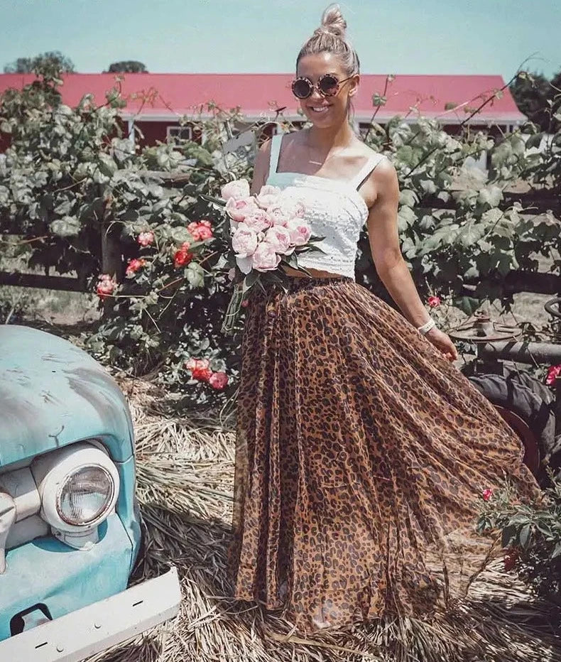 Spirit and Rebel Boho Leopard Maxi Skirt - Image 12