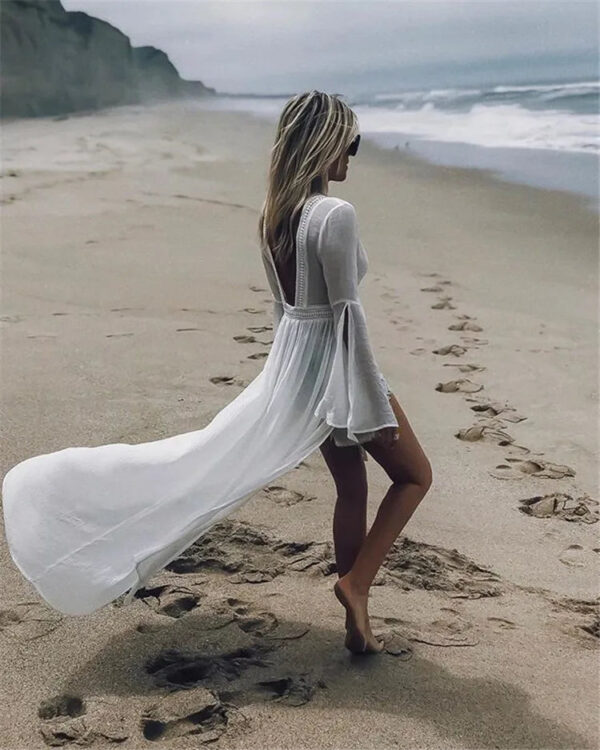 H562c403470e84f2da5519dec98140909h.jpg Sea Breeze Long White Beach Cardigan with Flared Sleeves