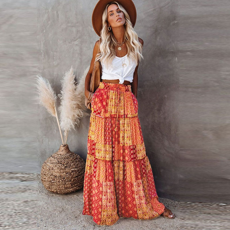 Wildflower Wanderer Boho Maxi Skirt