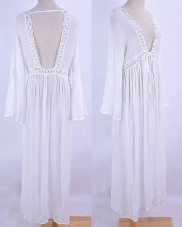 H6a72090944584dd99cae4fd81bf4ab80l.jpg Sea Breeze Long White Beach Cardigan with Flared Sleeves