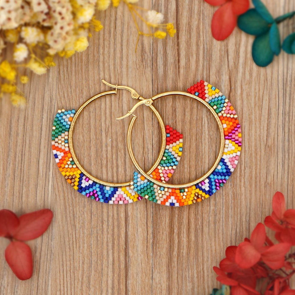 Boho Rainbow Hoop Earrings - Image 2