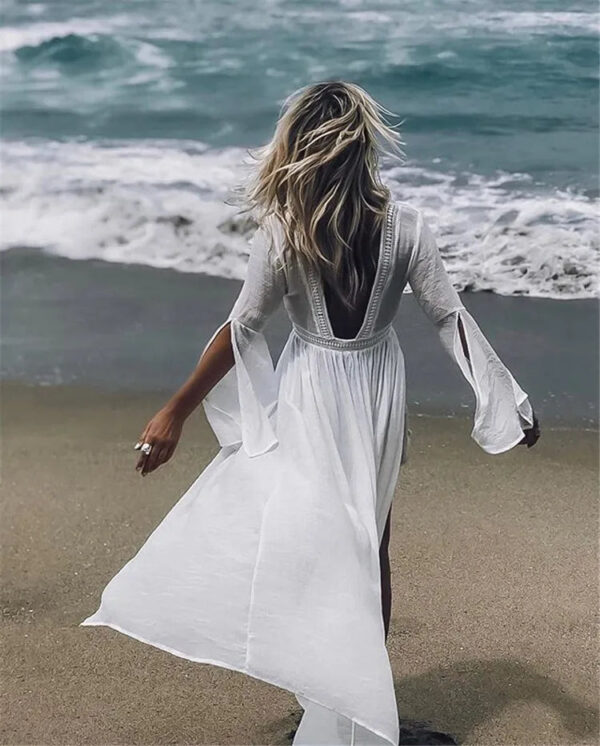 Hadc5608dc2804d23b11d08bfcad6da99c.jpg Sea Breeze Long White Beach Cardigan with Flared Sleeves
