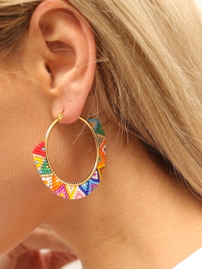 Boho Rainbow Hoop Earrings