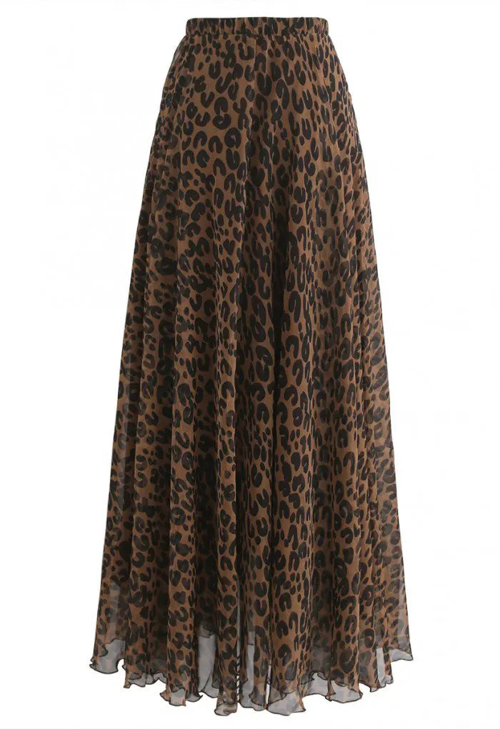 Spirit and Rebel Boho Leopard Maxi Skirt - Image 21