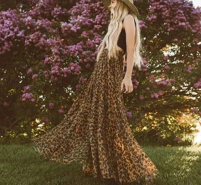 Spirit and Rebel Boho Leopard Maxi Skirt - Image 9