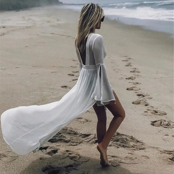 Hffe14f1ebee649e2841e7381cdd900c1N.jpg Sea Breeze Long White Beach Cardigan with Flared Sleeves