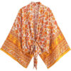 Amber Glow Floral Kimono Wrap