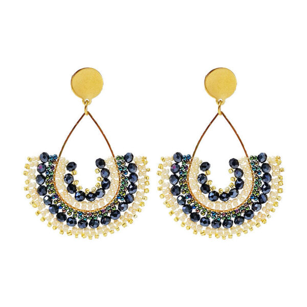 Rainfall Reverie Rice Beaded Boho Hoop Earrings