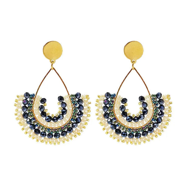 Rainfall Reverie Rice Beaded Boho Hoop Earrings