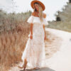 Summer Love Vintage Lace Hollow Out Bohemian Maxi Dress
