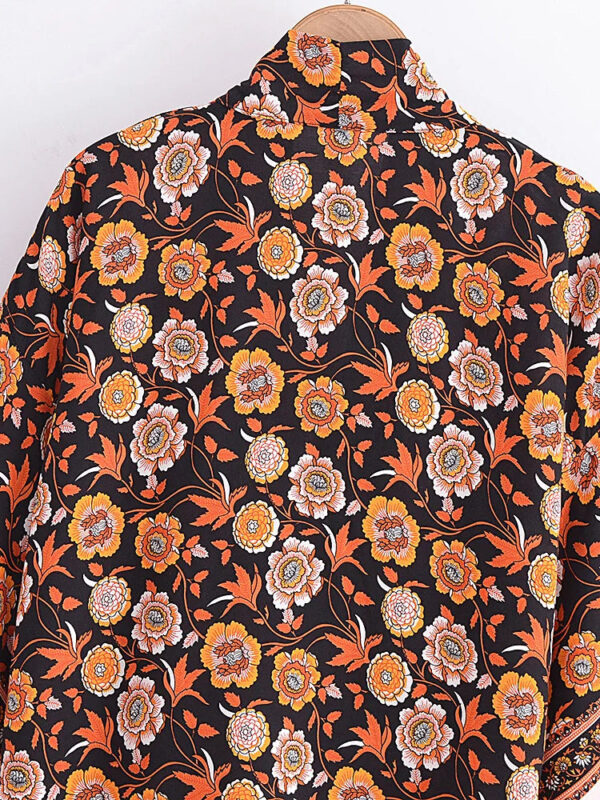 Amber Glow Floral Kimono Wrap