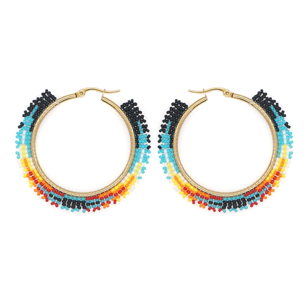 Boho Rainbow Hoop Earrings - Image 10